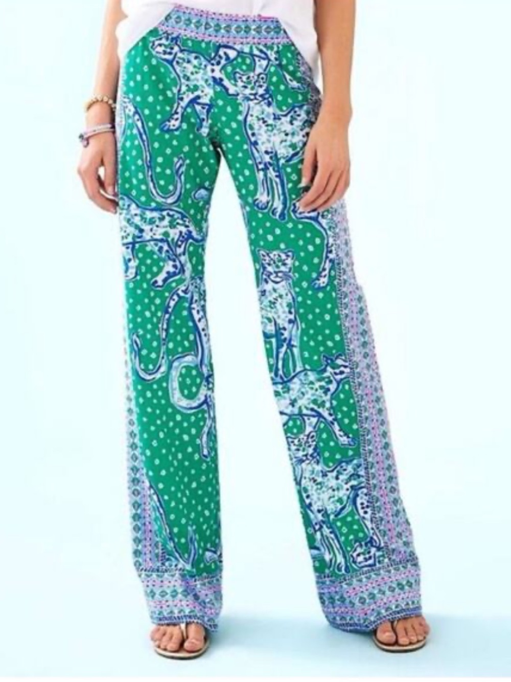 NWOT Lilly Pulitzer Bal Harbour Palazzo Pants Emerald ON THE PROWL 🦄 Size XS